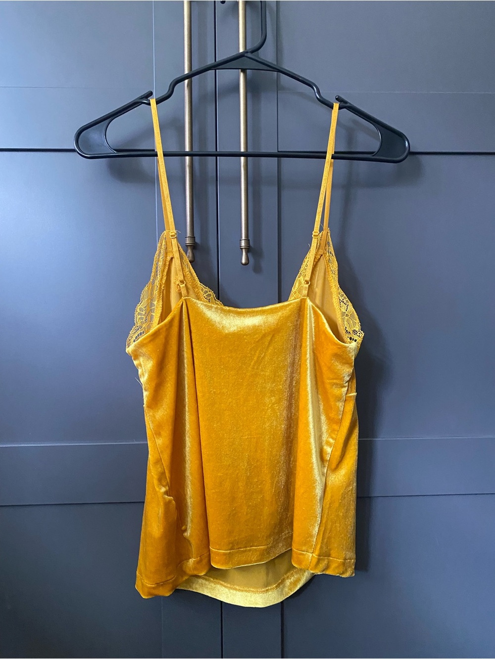 Yellow Velvet Lace-Trim Cami Top - Picture 2 of 4